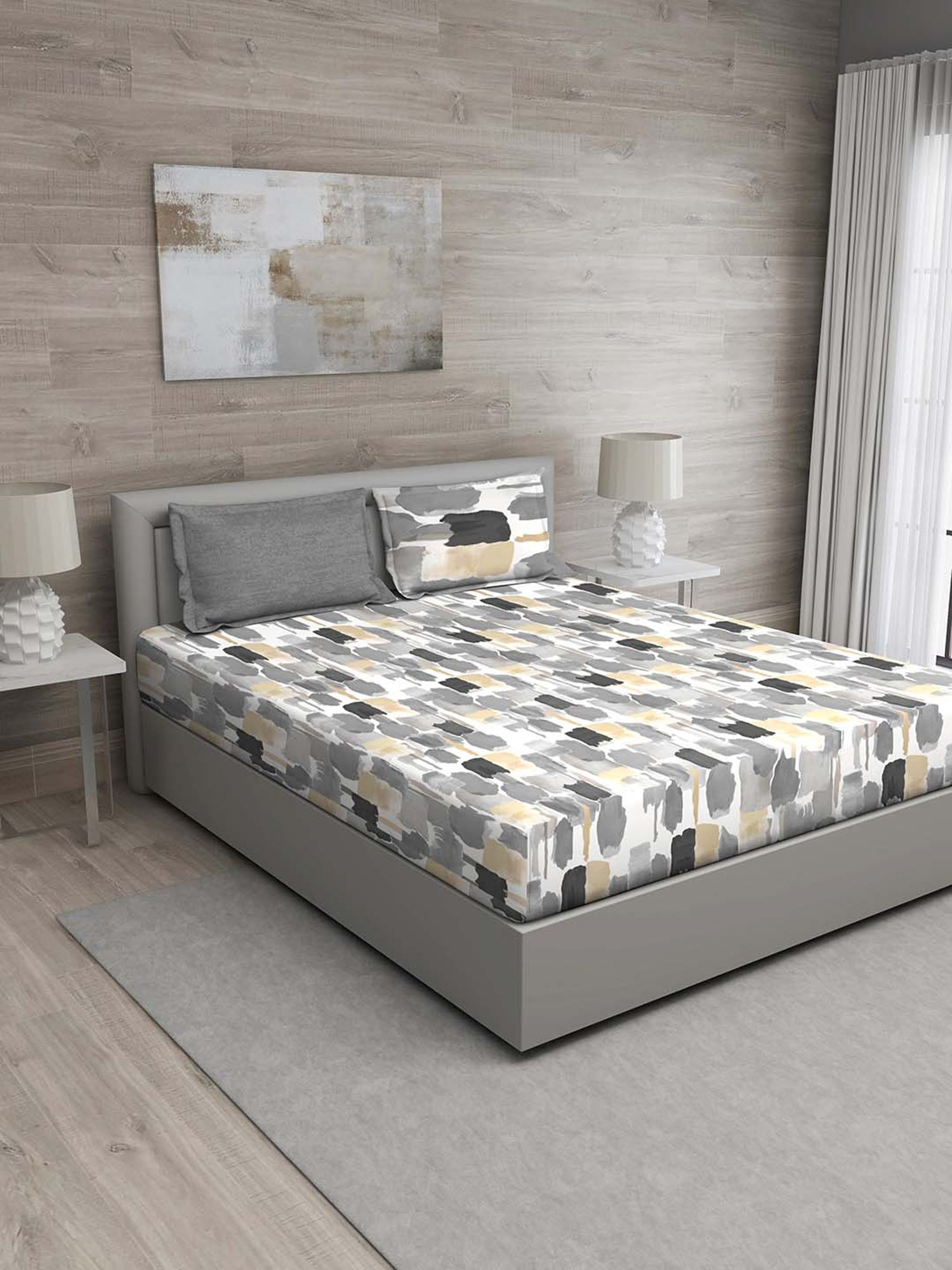 GM Multicolor 100% Cotton 144 TC King Bedsheet Set