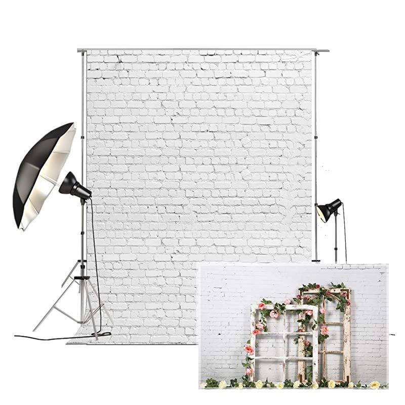79 x10ft Vintage White Brick Wall Photography Backdrop Vinyl Background for Pictures D2504