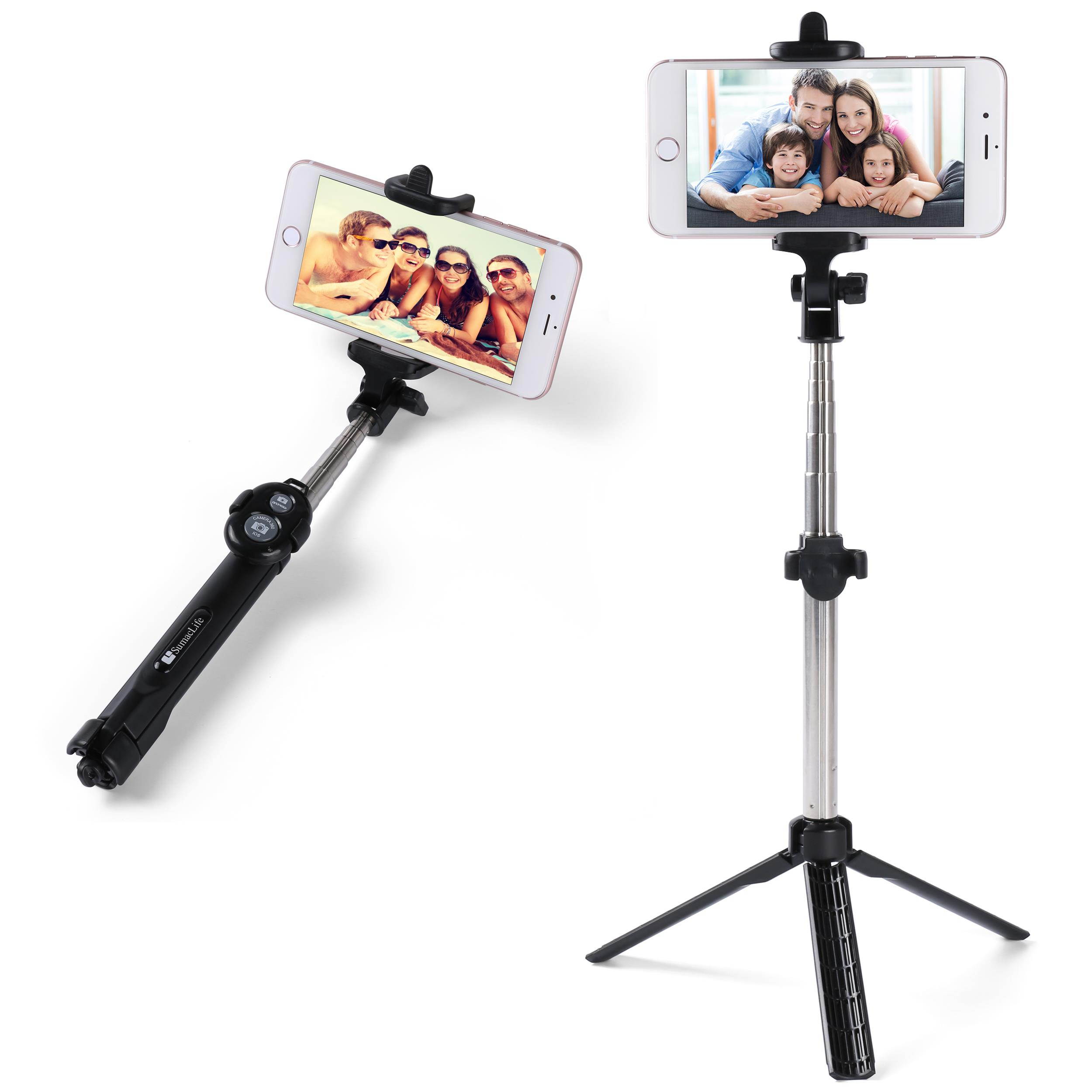 SumacLife Blue Hybrid 2-in-1 Bluetooth Selfie Stick with Built-in Tripod and Wireless Remote Control Shutter for Smartphones