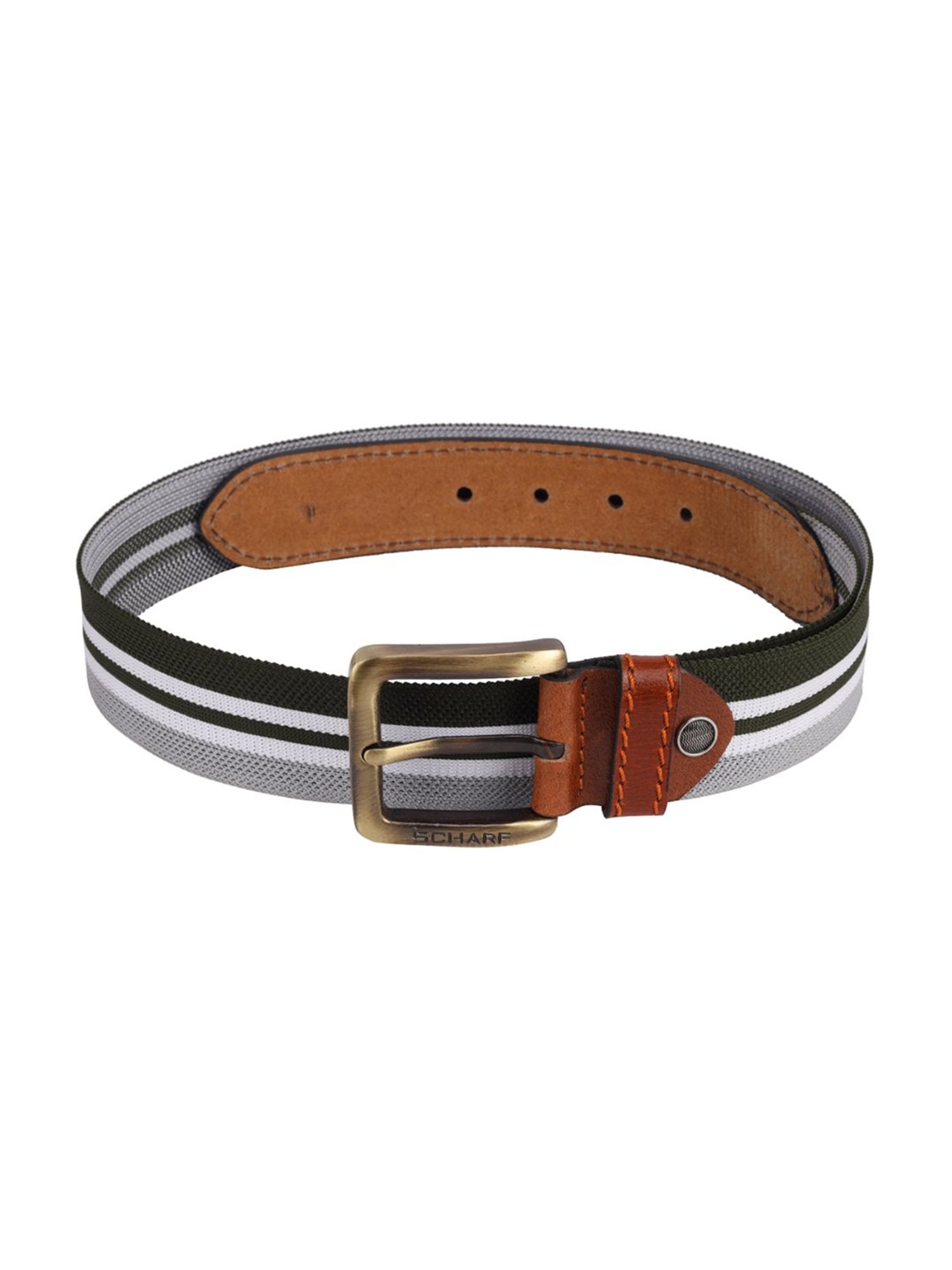SCHARF Multicolor Twister Canvas Leather Casual Belt for Men