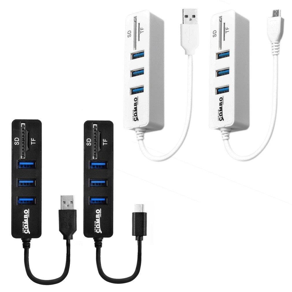 USB Hub Combo 3 Ports High Speed USB 2.0 Hub Splitter 2 In 1 SD/TF Card Reader