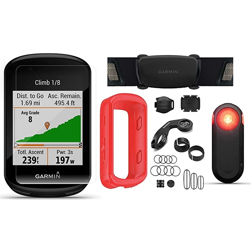 Edge 830 Cycle GPS Bundle | +Chest Strap HRM, Bluetooth Speed/Cadence Sensors, Silicone Case & Tempered Glass Screen Protectors (x2) | Touchscreen, Mapping | Bike Computer (Black + Sensors)