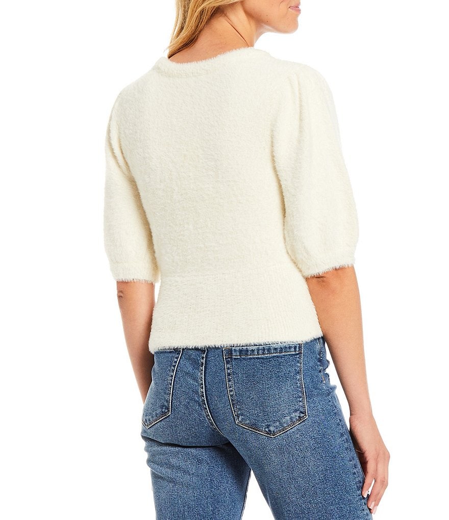 A Loves A Round Neck Long Bishop Sleeve Rib Knit Sweater