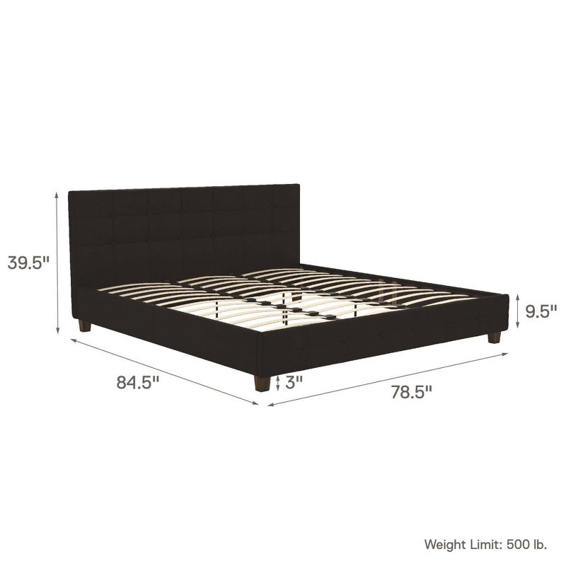 King Dalia Faux Leather Upholstered Bed Black - Room & Joy