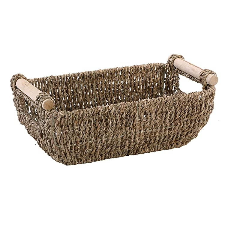 BSK3000 Seagrass Basket with Handles 425quot Height 625quot Width 12quot Length Dark Brown
