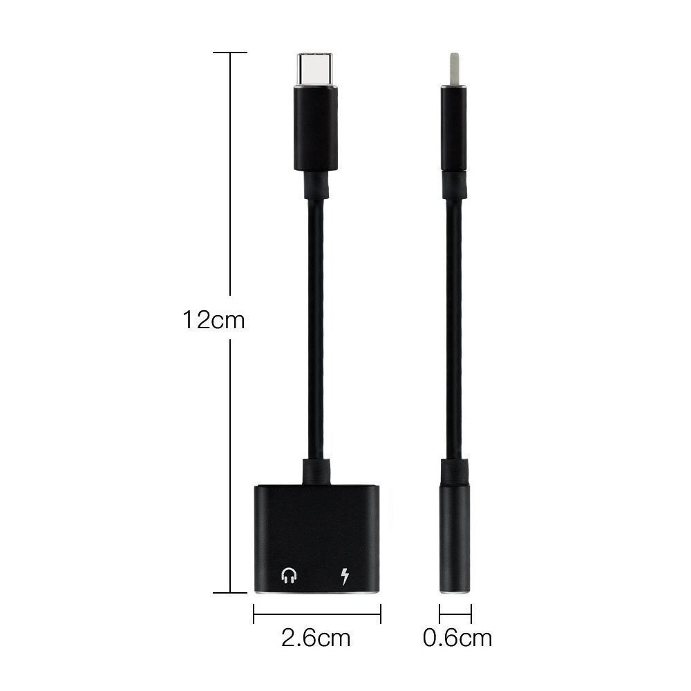 2 in 1 Type-C Audio Charging Adapter(Black)