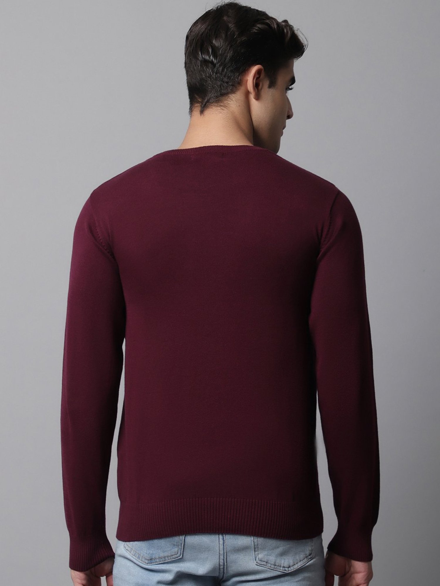 Duke Wine Self Striped Sweater