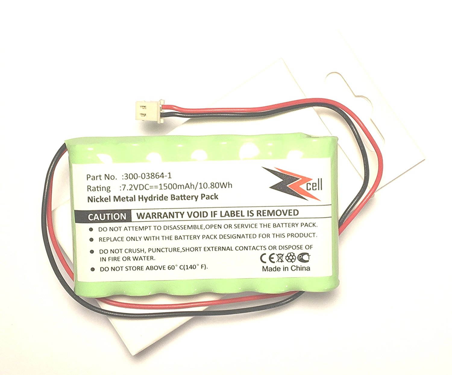 ZZcell Battery For Honeywell Alarm 300-03864-1 Lynx L3000, Lynx L5000, Lynx L5100, 1500mAh (NOTE: Battery Connector - 2 Prong)