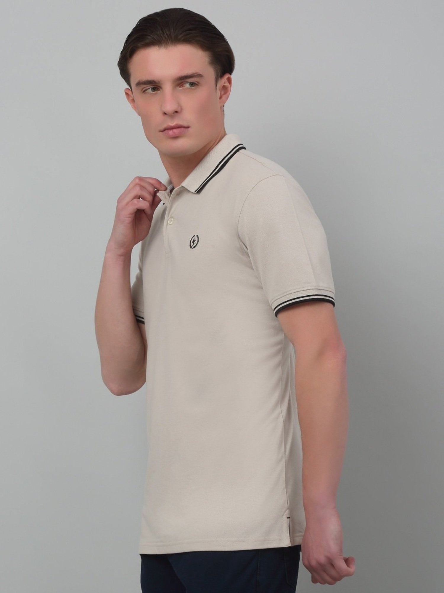 Cantabil Beige Regular Fit Polo T-Shirt