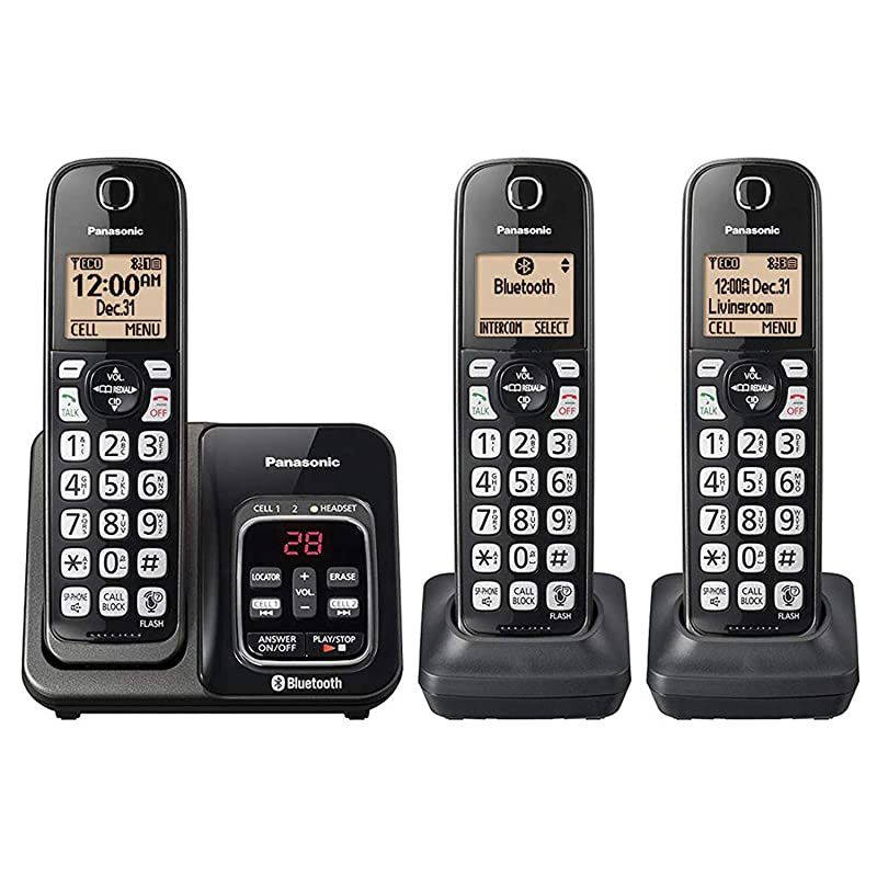 KXTG833SK Link2Cell Bluetooth with Talking Caller ID 3 Handset Cordless Phone Renewed
