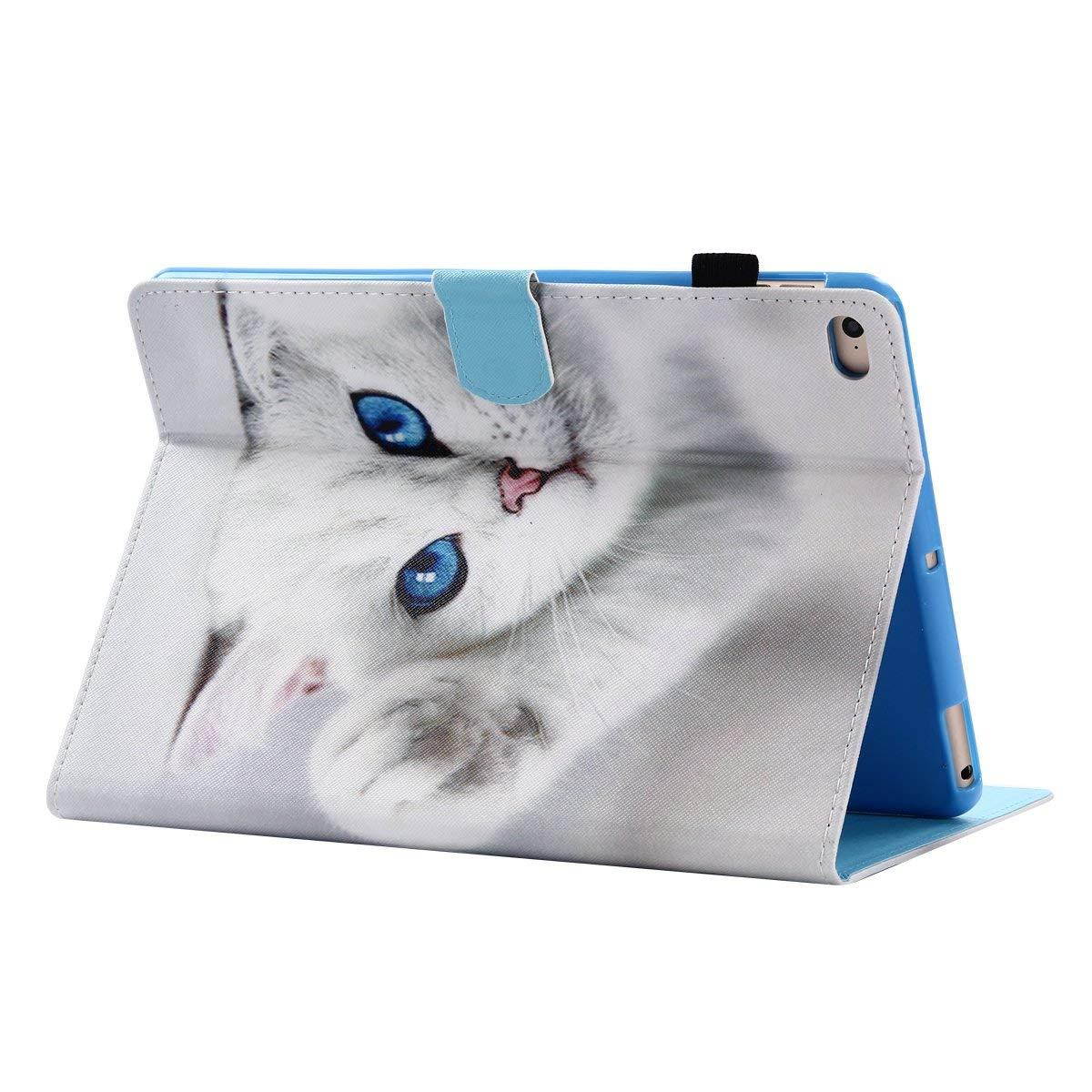 New iPad 2017 9.7, iPad Air, iPad Air 2 Case, Newshine PU Leather [Card Slots] Flip Stand Wallet Case with Auto Sleep/Wake for New Apple iPad 9.7 inch 2017/iPad Air/iPad Air 2 - Blue Eye Cat