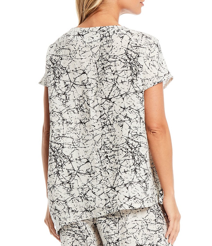 Bryn Walker Ivy Short Sleeve Asymmetrical Jewel Neck Linen Shirt
