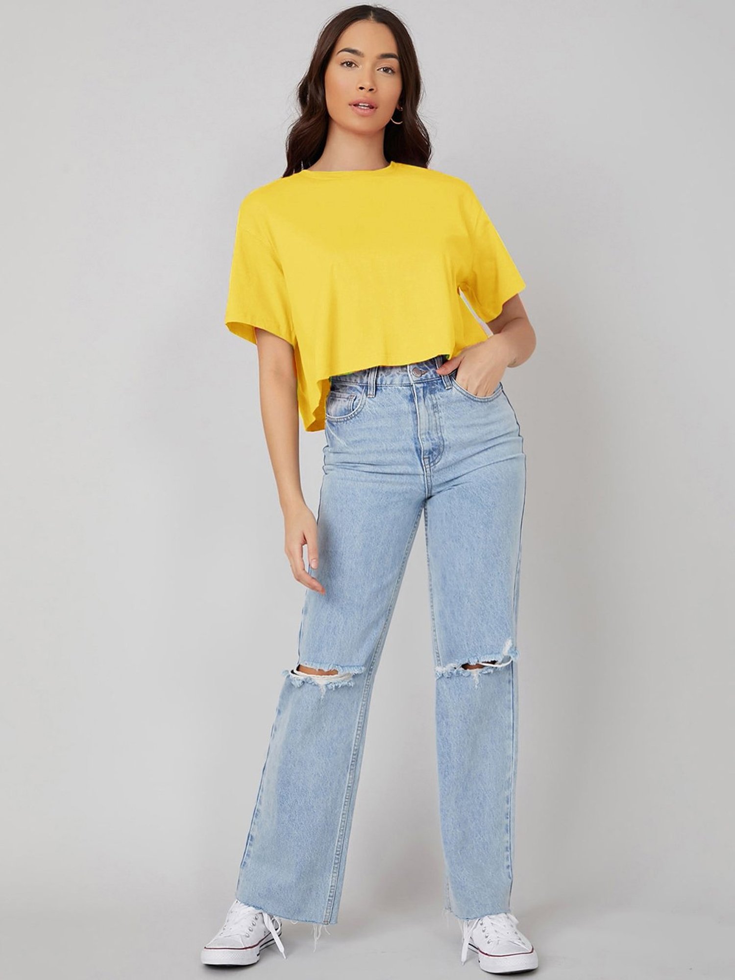 Kotty Yellow Relaxed Fit Oversized T-Shirt