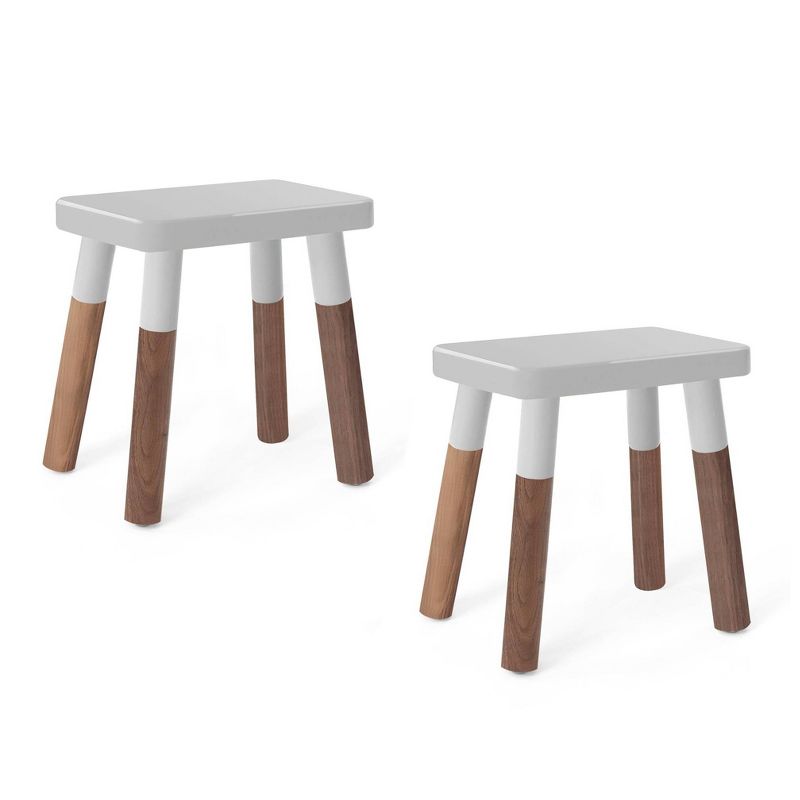 Set of 2 Peewee Wood Veneer Kids' Chairs Walnut/Gray - Nico & Yeye