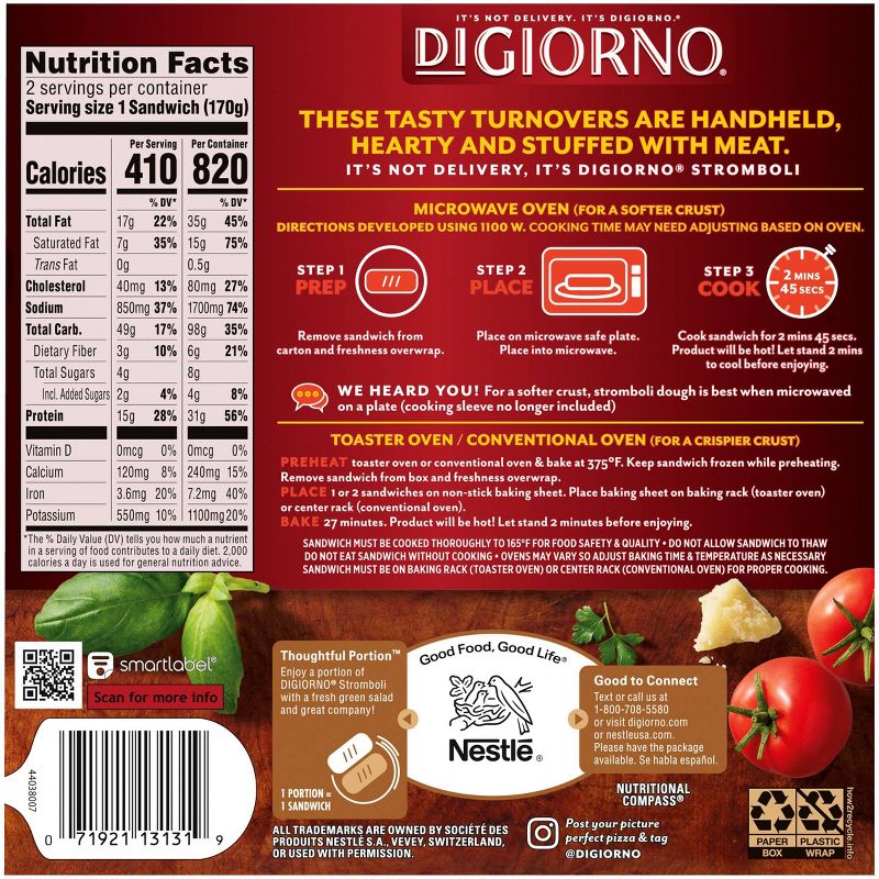 DiGiorno Three Meat Frozen Stromboli - 12oz