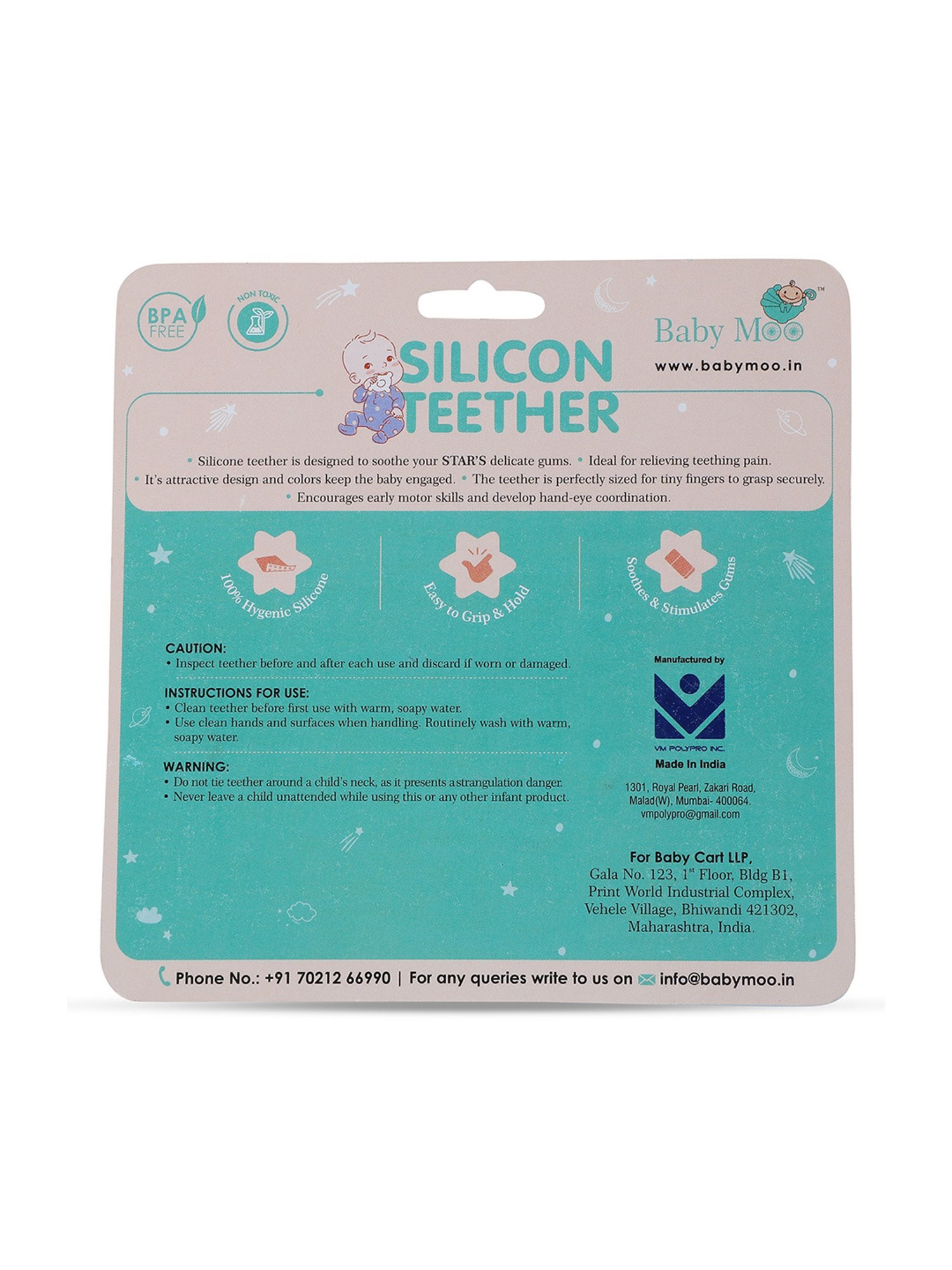 Baby Moo Kids Blue Unicorn & Pink Hippo Soothing Silicon Teether (BPA & Toxin Free, Pack of 2)