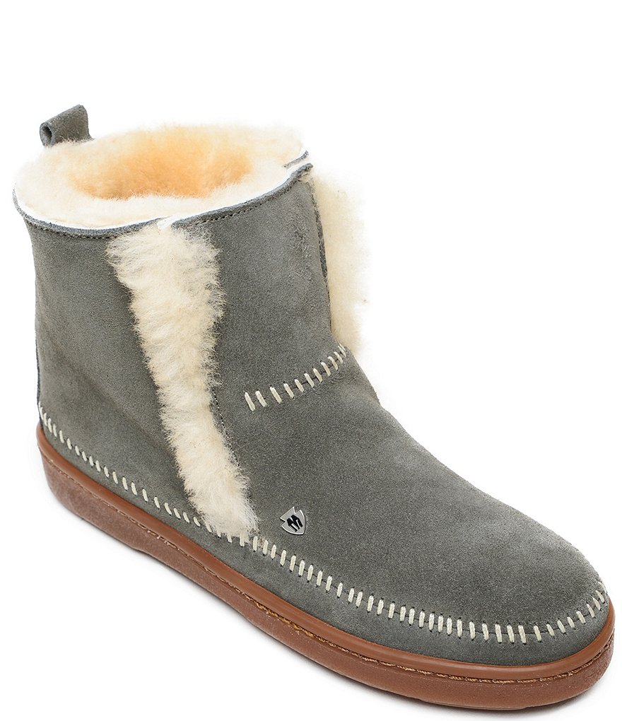 Minnetonka Jade Suede Sheepskin Booties