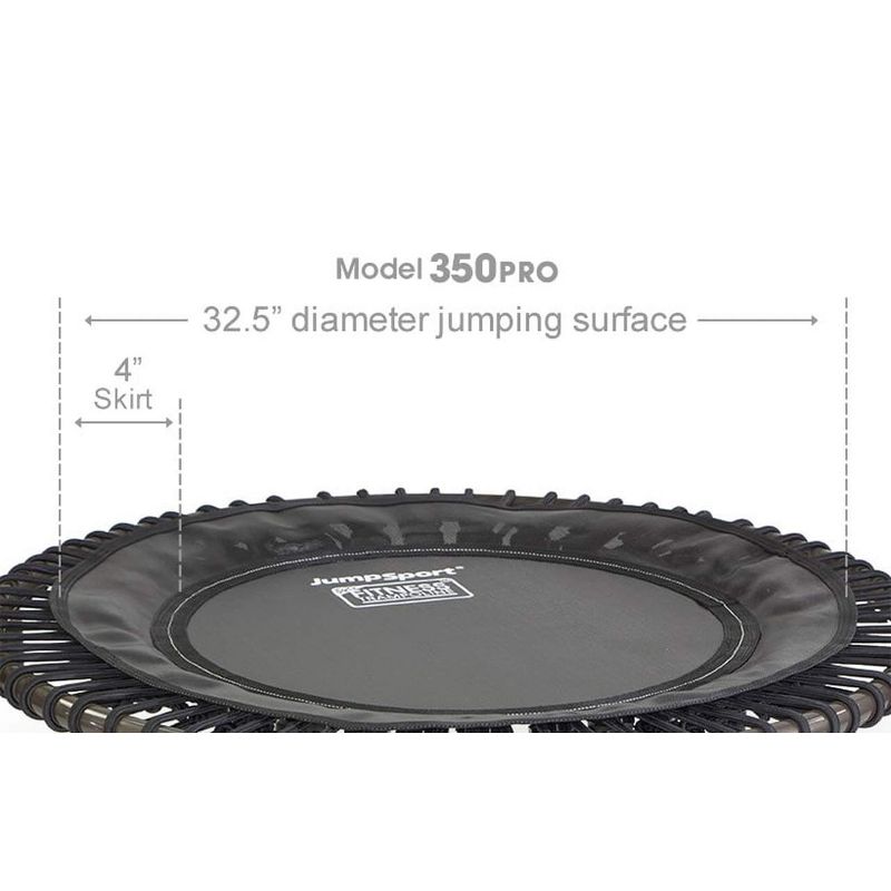 JumpSport 350 PRO Indoor Heavy Duty Lightweight 39-Inch Fitness Trampoline, Black