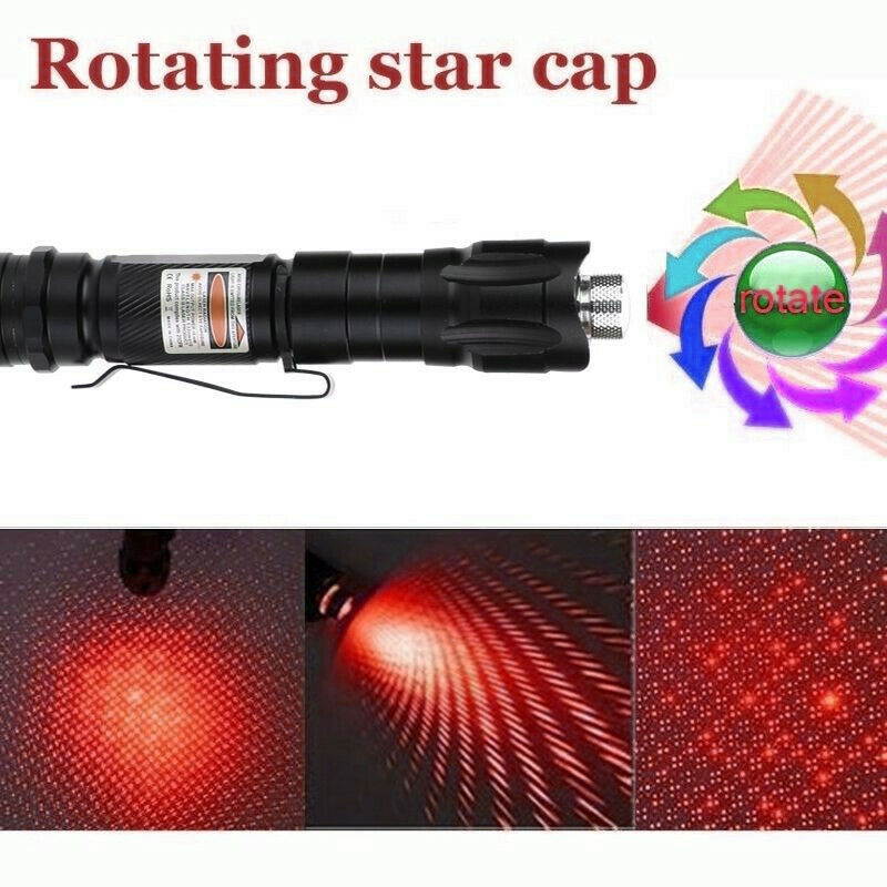 300Miles Military Red Laser Pointer Pen 650nm Visible Beam+Star Cap+Belt Clip