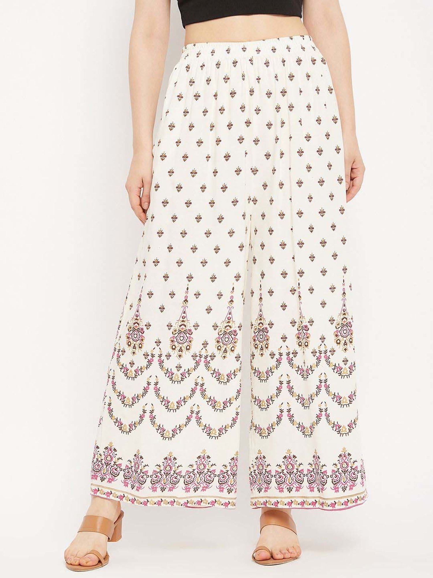 Castle Off-White Printed Palazzos