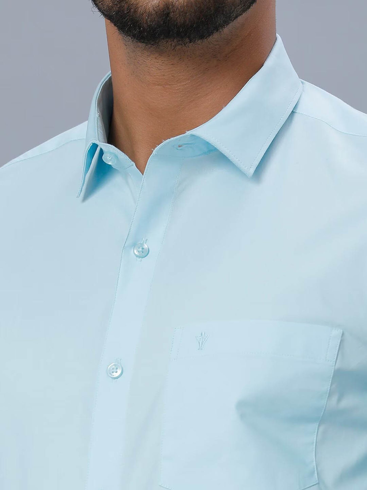 Ramraj Blue Cotton Regular Fit Shirt