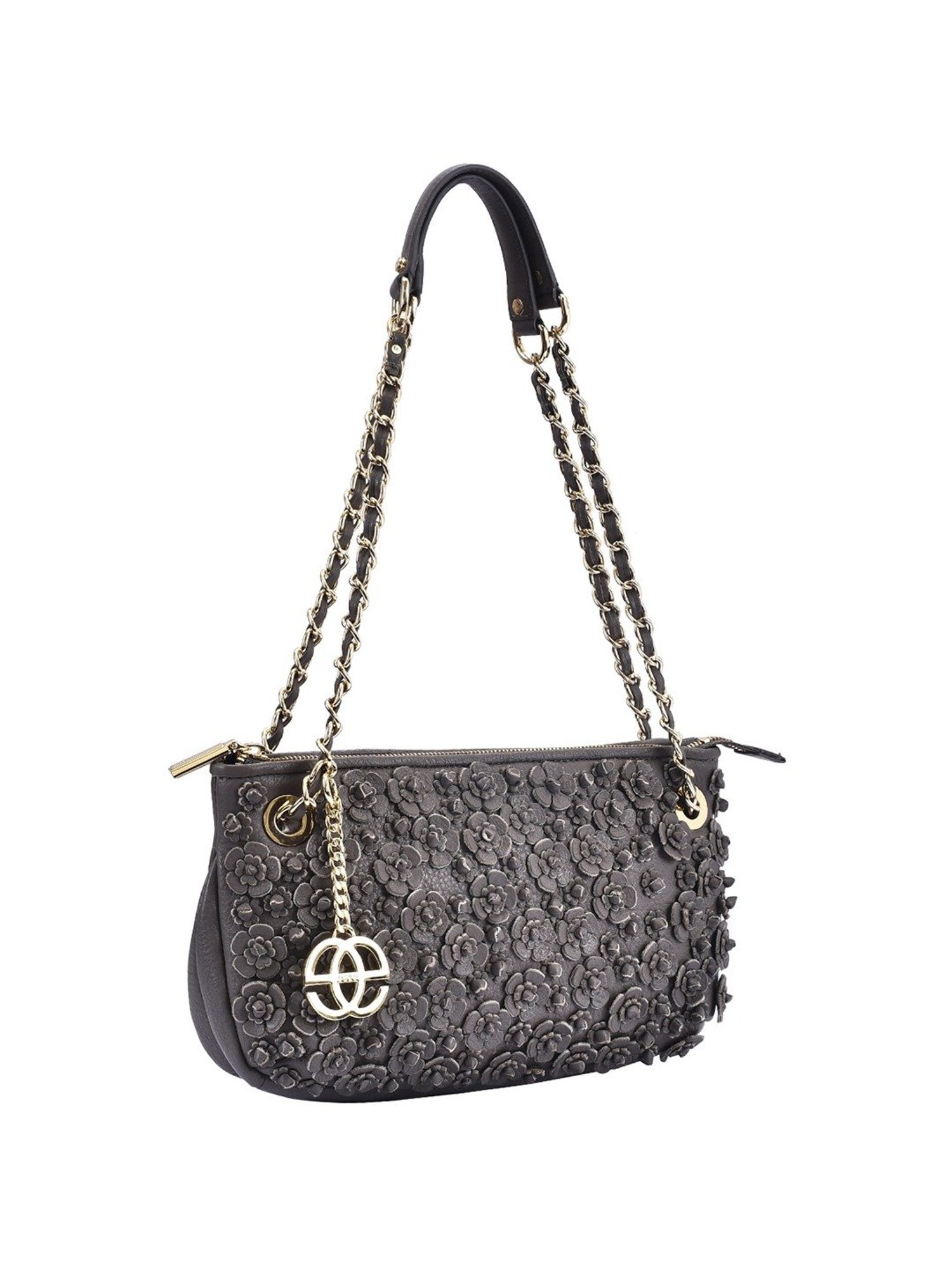 Eske Nabilo Grey Embellished Medium Shoulder Handbag