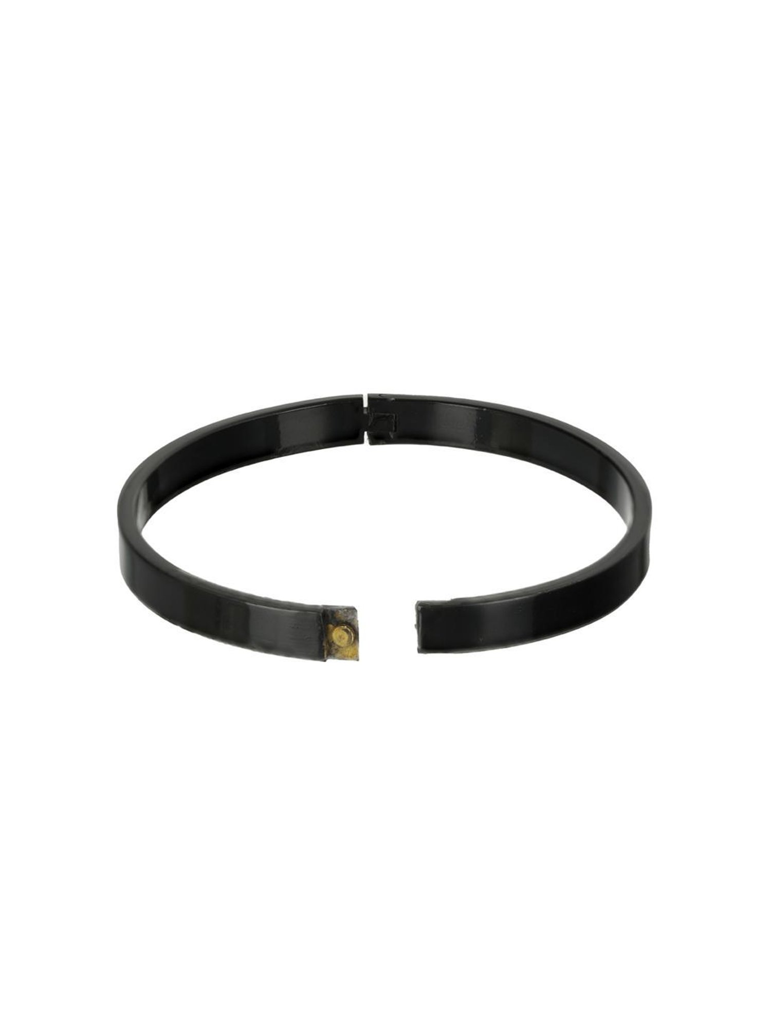 Bold by Priyaasi Trendy Black Solid Cuff Bracelet for Men