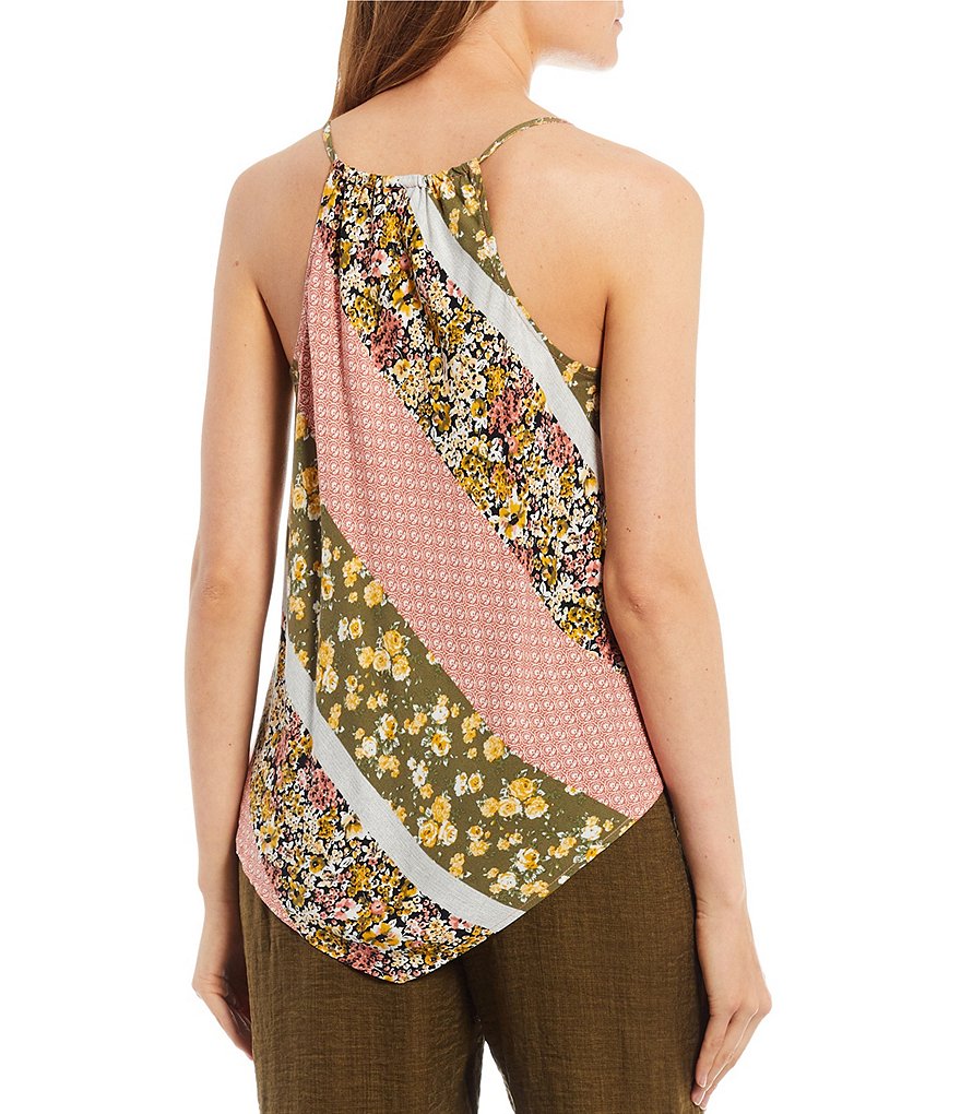 IN. San Francisco Spaghetti Strap Printed Handkerchief Hem Cami Top