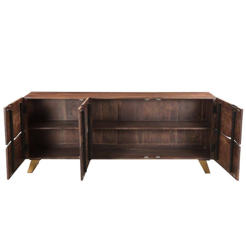 Seesham Wood 3 Doors live Edge Sideboard Gold - Timbergirl