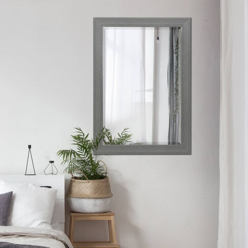 29.5" x 41.5" Textured Woodgrain Mirror Gray - Head West