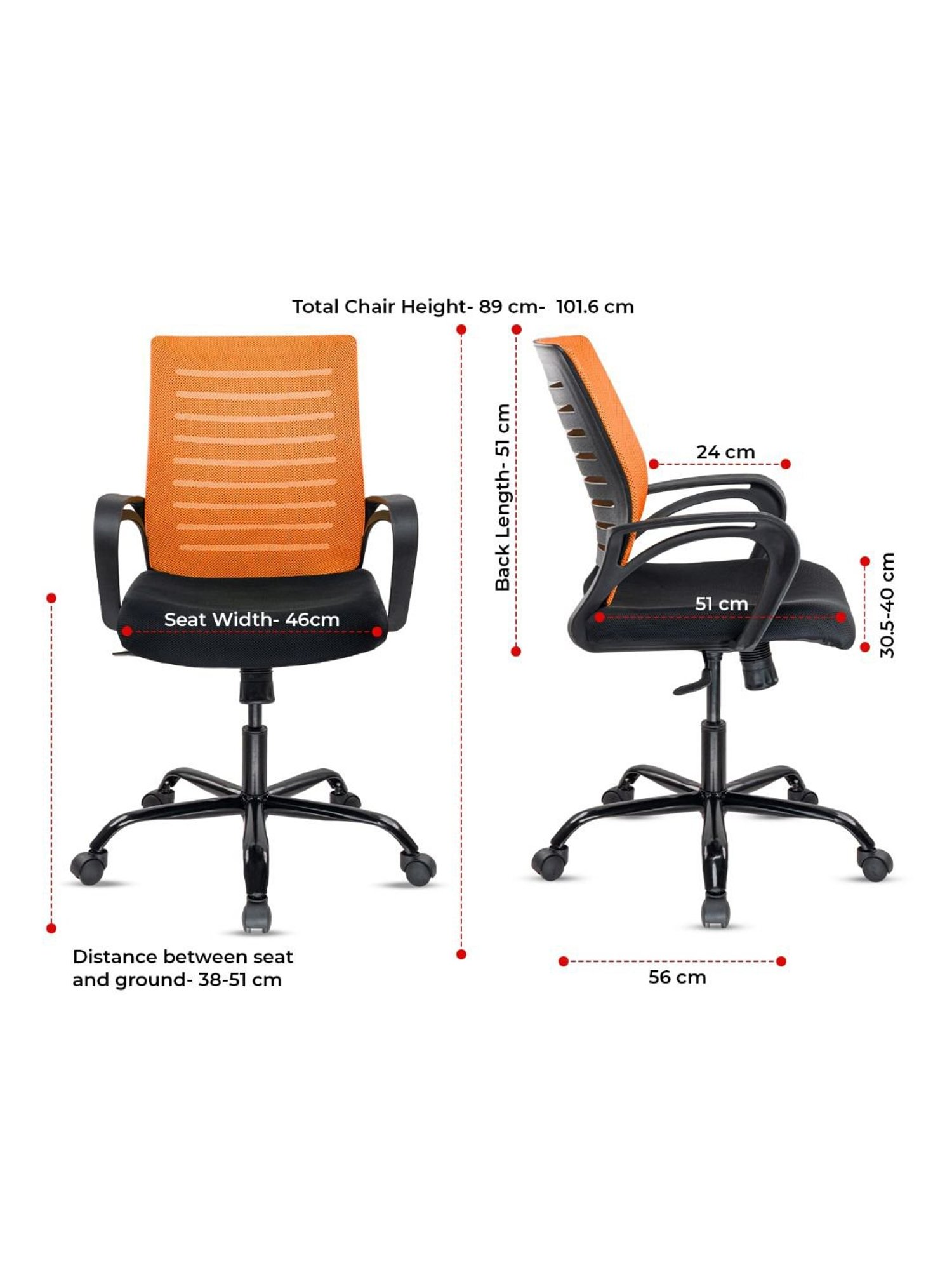 Green Soul Atom Black & Orange Foam Ergonomic Office Chair