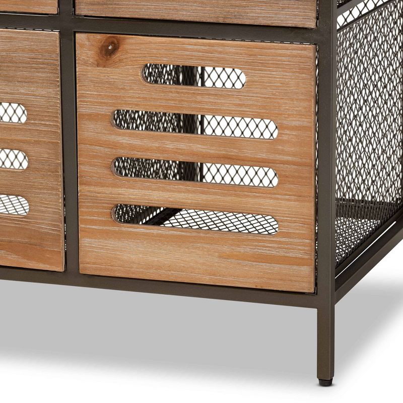 Aila Farmhouse Wood and Metal Kitchen Storage Cabinet Brown/Black - Baxton Studio