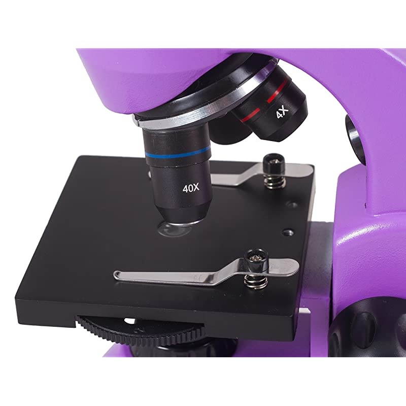 Rainbow 50L Plus Amethyst Student Microscope 641280x Magnification Metal Body Glass Optics with Experiment Kit and Case
