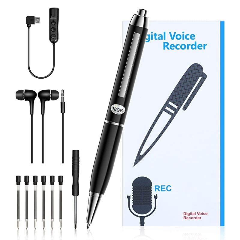 16GB Digital Voice Recorders Mini Voice Activated RecorderRechargable HD Audio Recording Device with PlaybackUSBMP3 for MeetingClassesLecturesSpeechInterviews