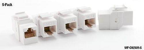 CAT6 Female to Female RJ45 UTP  Keystone Jack Coupler, White - (5-Pack)