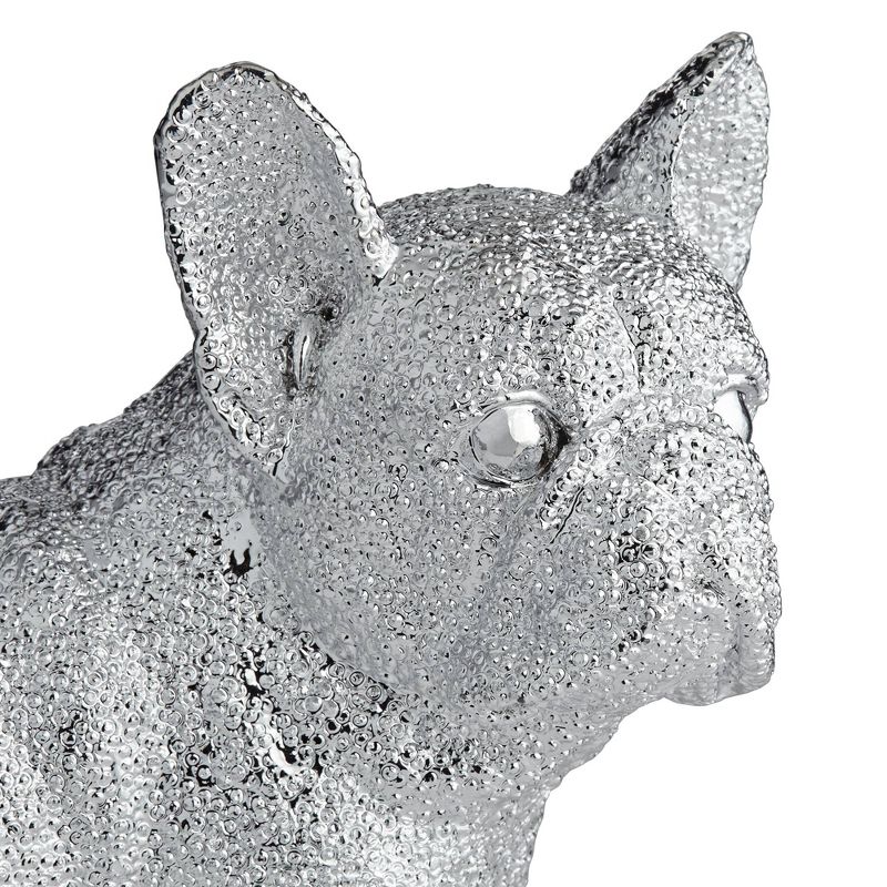 Studio 55D Rover 8" High Electroplated Silver Bulldog Sculpture