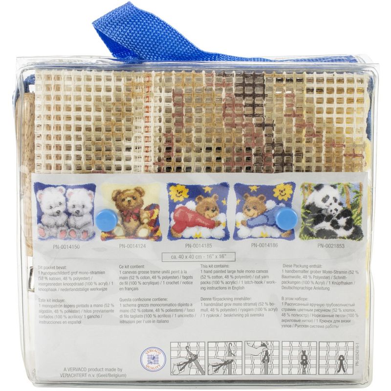 Vervaco Cushion Latch Hook Kit 16"X16"-Bear Cub W/Heart