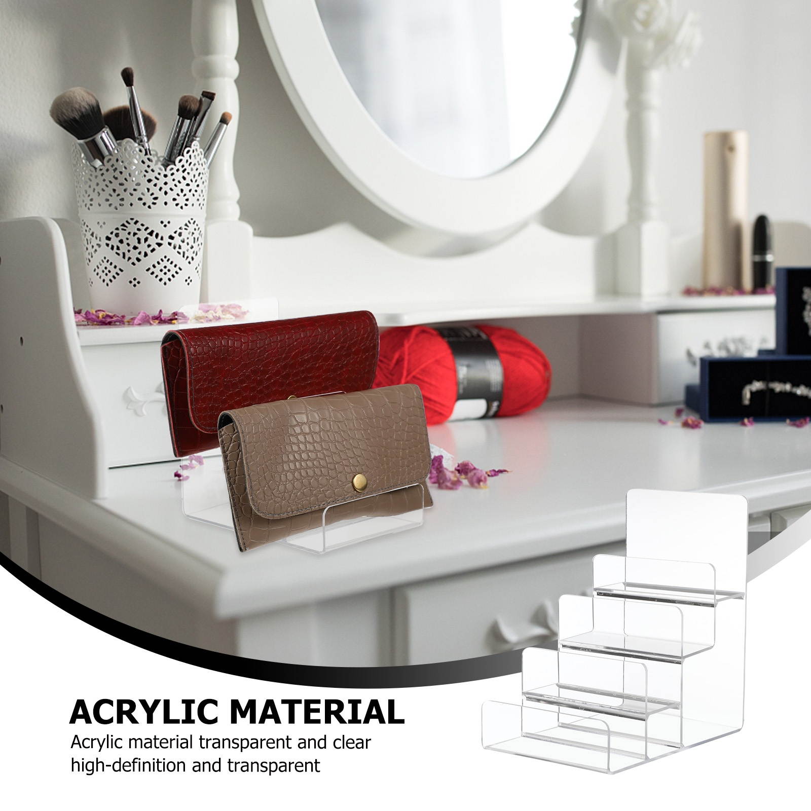 1Pc Transparent Multifunctional Trapezoidal Practical Acrylic Wallet Holder Rack Wallet Holder Stand Storage Rack for Home