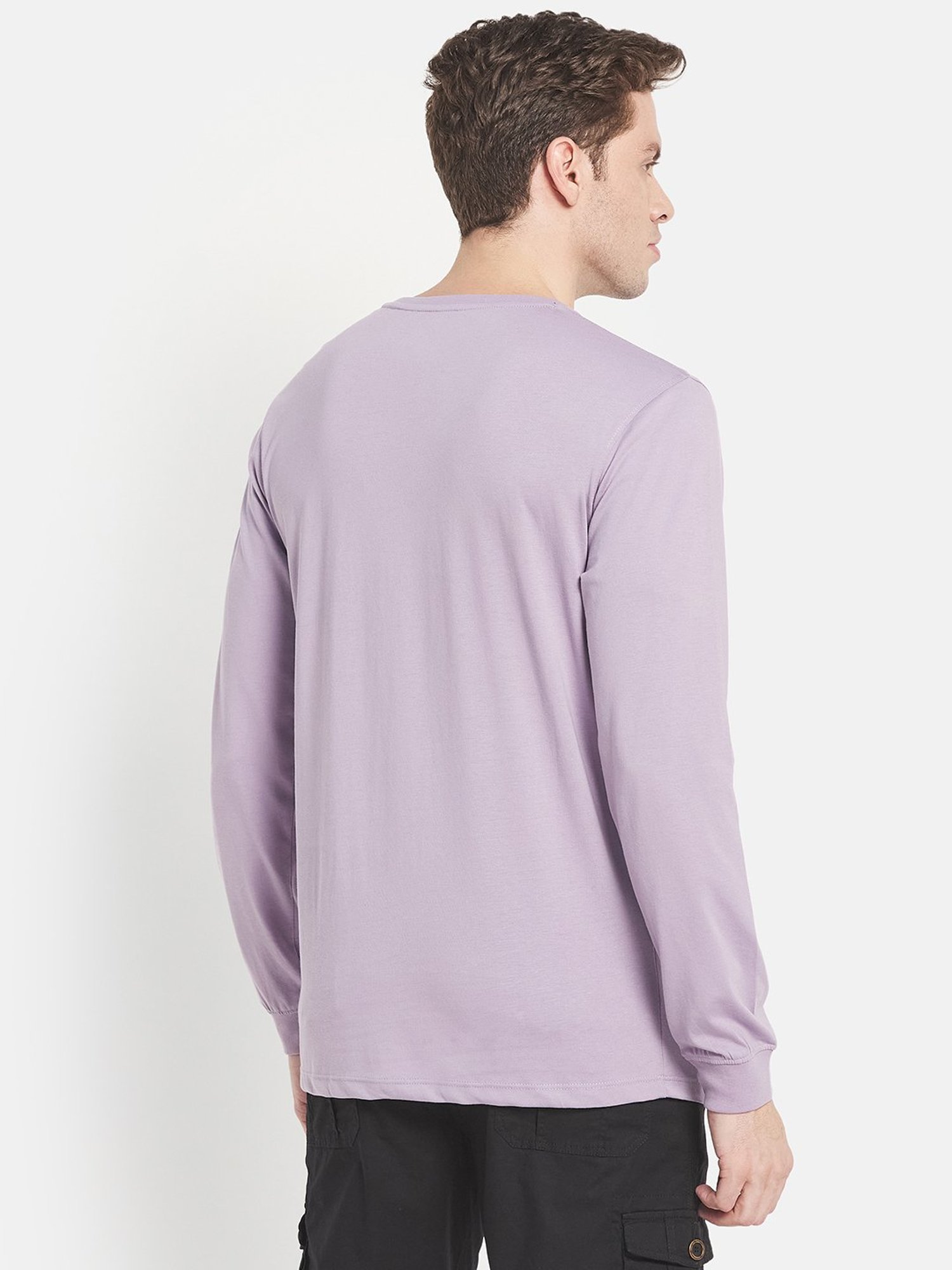 Mettle Purple Cotton Regular Fit Printed T-Shirt