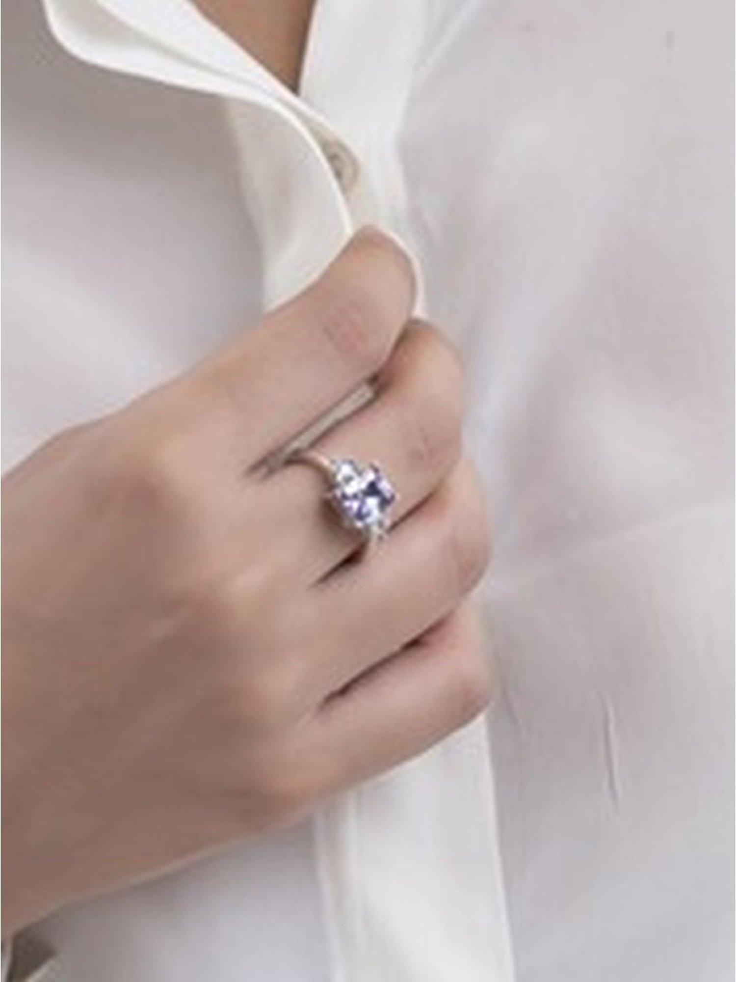 March by FableStreet 92.5 Sterling Silver Lavender Statement Ring for Women