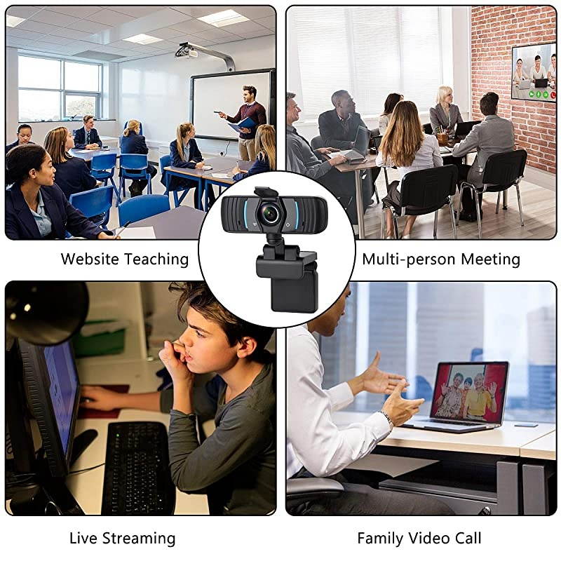 1080P Webcam with Privacy Cover, HD Webcam with Microphone with Noise Reduction, Wide Angel Laptop and Desktop USB Web Camera for Video Calling, Video Conferencing, Online Teaching or Gaming