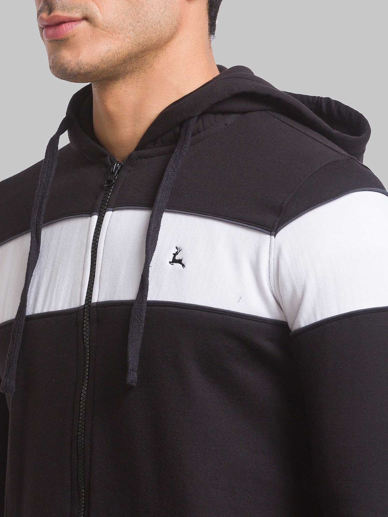 Parx Black & White Regular Fit Colour Block Tracksuit