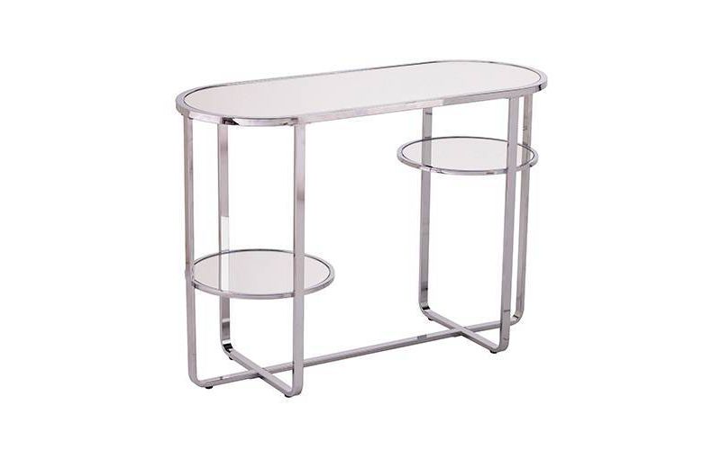 Malissa Mirrored Console Table with Storage Silver - Aiden Lane
