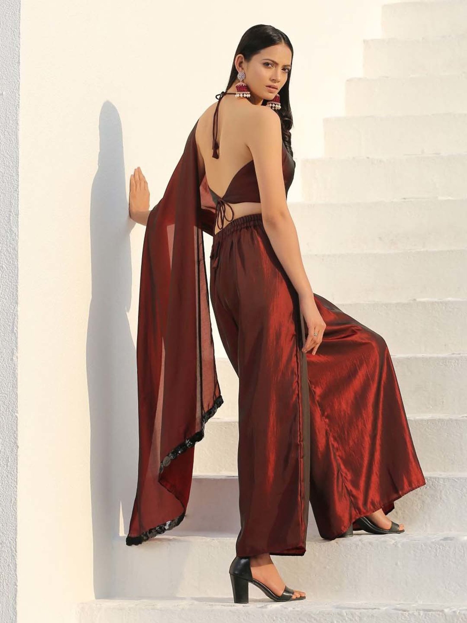 Swtantra Brown Plain Readymade Blouse