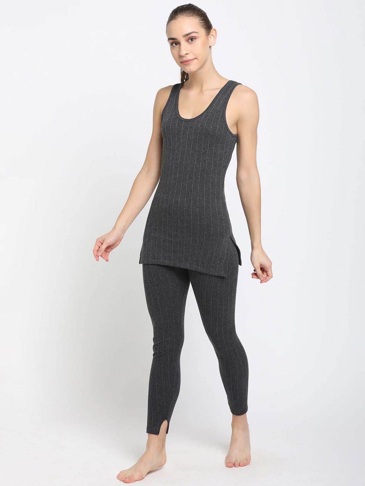Dixcy Slimz Charcoal Melange Plain Thermal Top