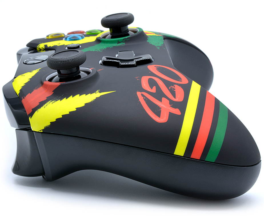 "420" Xbox One Rapid Fire Modded Controller for COD BO3, MW Remastered, Ghosts, Destiny, GOW 4, Battlefield 1: Quick Scope, Drop Shot, Auto Run, Sniped Breath, Mimic, More (3.5 mm jack)