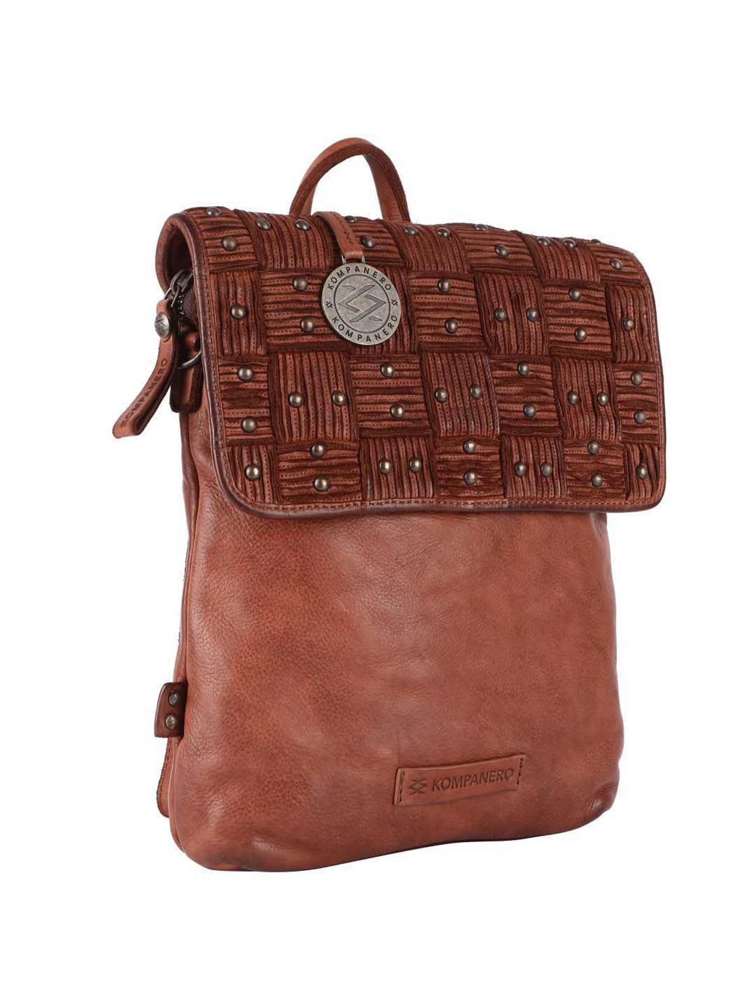 KOMPANERO Tan Leather Medium Backpack
