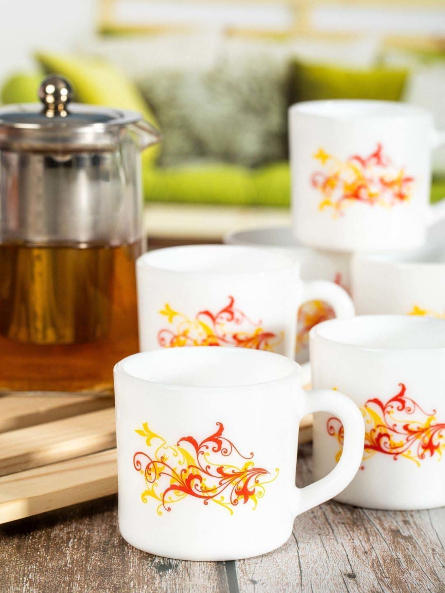 Cello Dazzle Stella Multicolor Glass Coffee Mug (0.18 L) - Set of 6