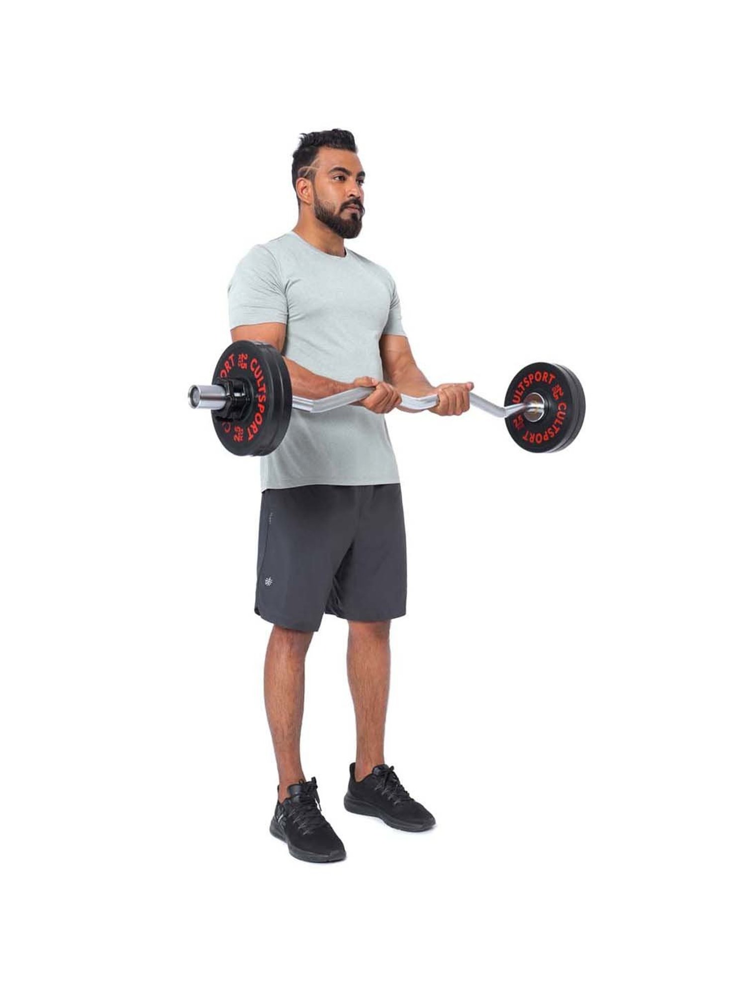 Cultsports Black & Silver Cast Iron Bumper Plate with Rubber Coating (Pack of 4)