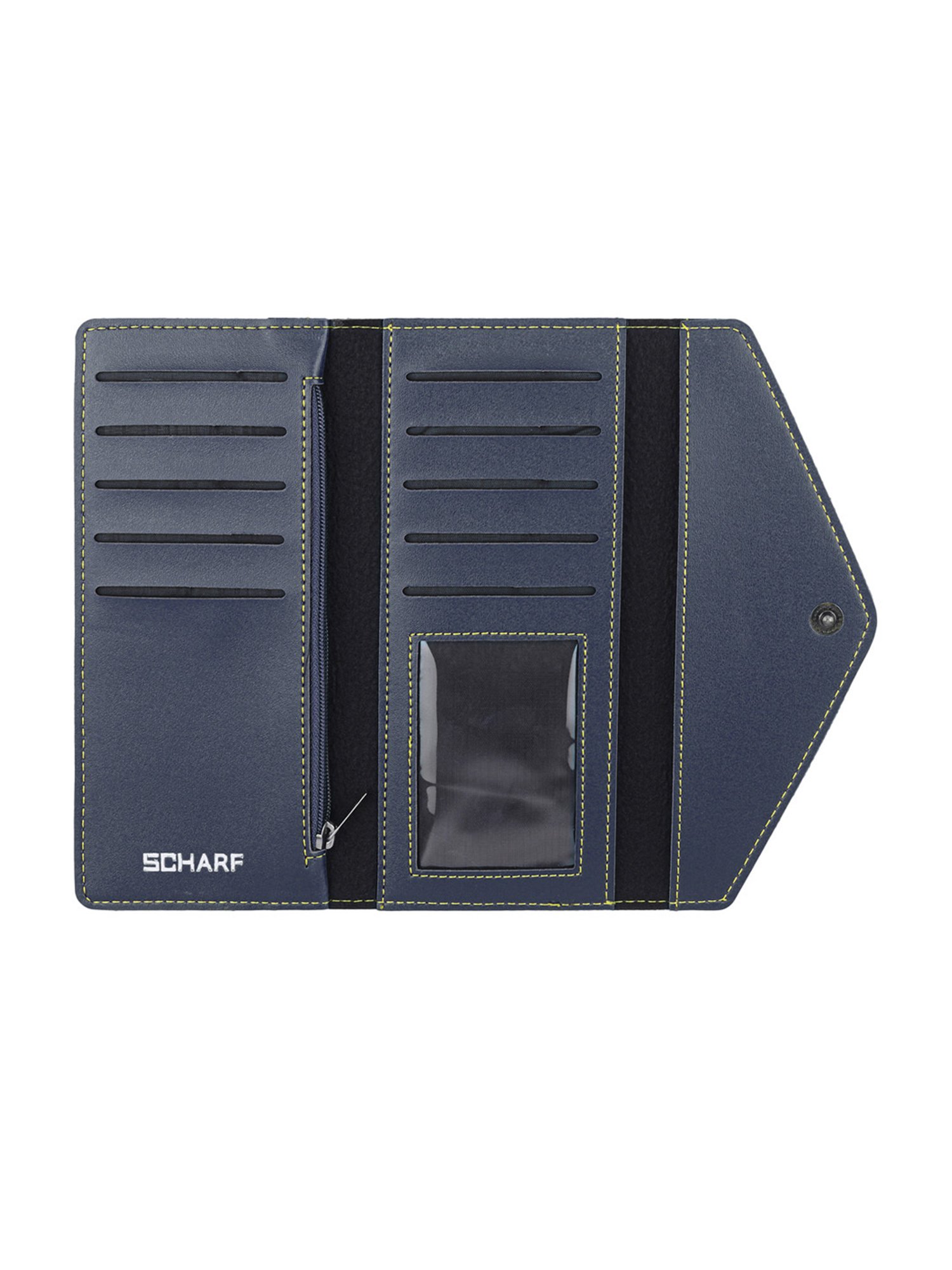 SCHARF Blue Solid Bi-Fold Wallet for Women